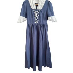 SCARLET DARKNESS Navy Blue and White Colonial Dress Pioneer Prairie  Medium